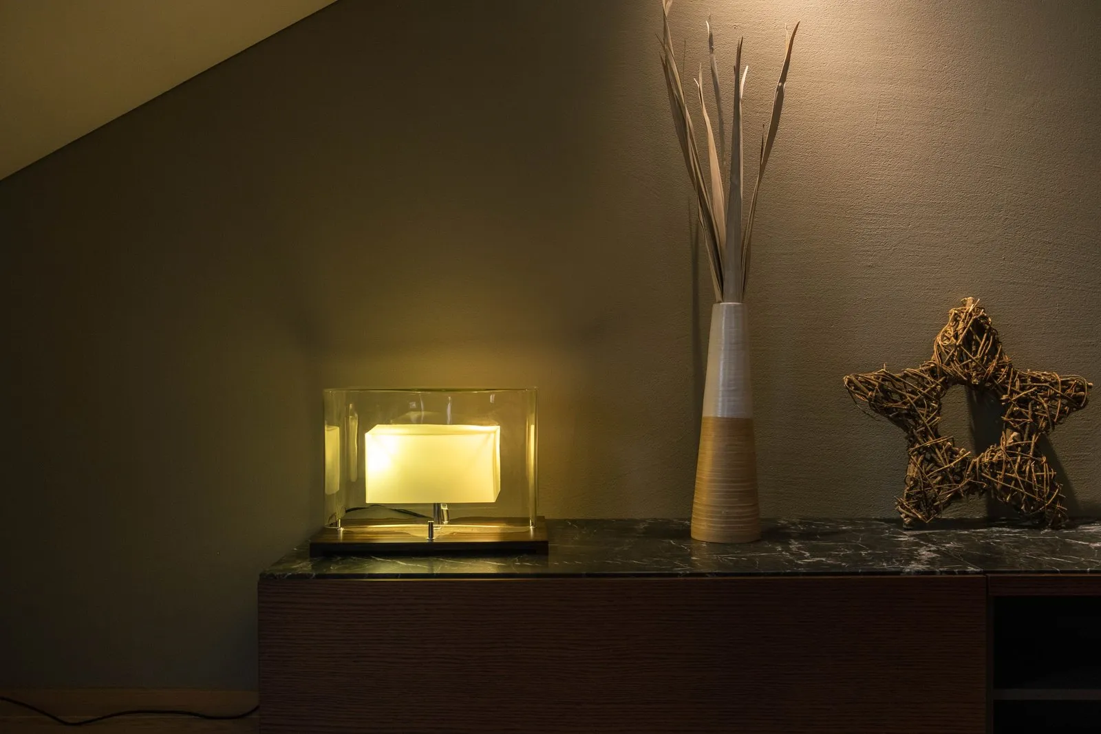 Warm decorative table lamp in a living room, the consumer-led audience for private label decorative lights