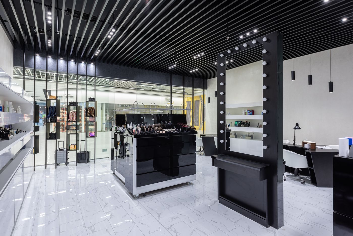 ETL-certified downlights and track lighting in a premium retail application